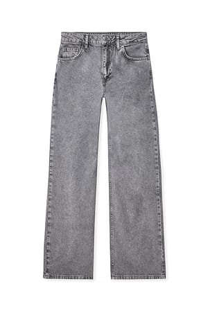 Grey Wash Rette denim med middels liv