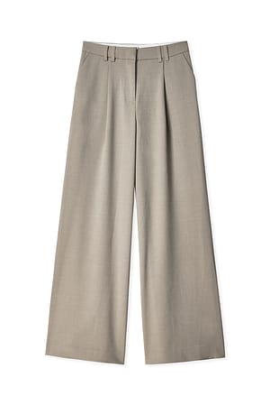 Taupe Mid Waist Wide Leg Pants