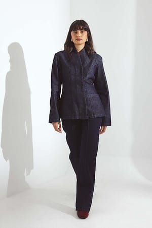 Rinse Wash Høytbyllig denim med vide ben og  piler