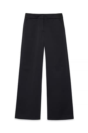 Black Halfhoge satijnen broek met wijde pijpen