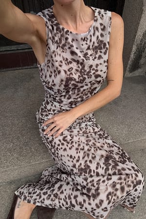 Leopard Midi Printed Mesh Dress