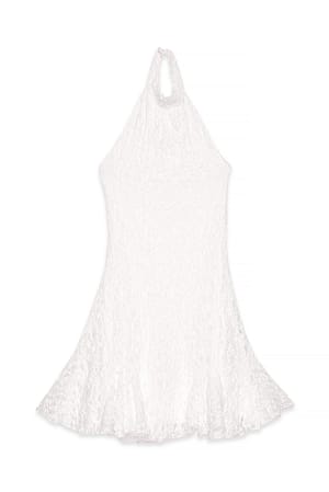 White Mini Halterneck Lace Dress