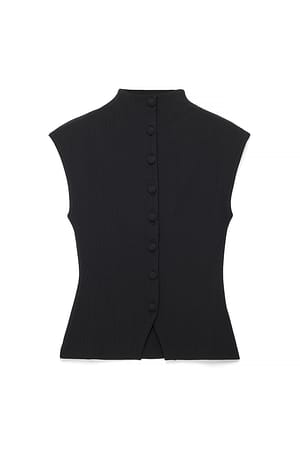 Black Mock Neck Jersey Top