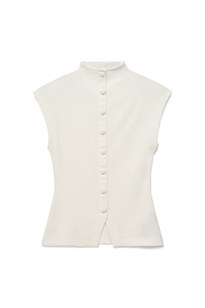 Offwhite Mock Neck Jersey Top