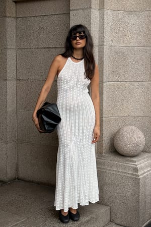 Offwhite Robe mi-longue en maille au crochet
