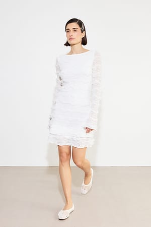 Offwhite Robe courte à manches longues et volants