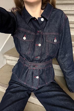 Rinse Wash Denimjacka med bältesdetalj