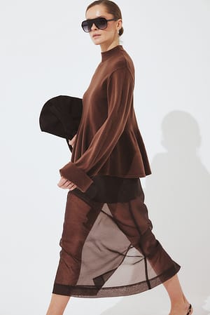 Brown Sheer Midi Skirt