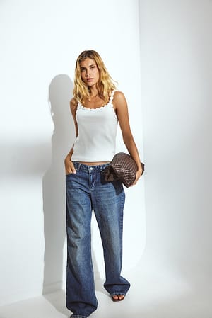 Mid Blue Baggy-Jeans mit mittlerer Taille
