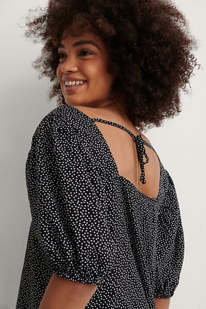 Polkadot Black/White Blondetopp med åpen rygg