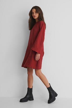 Purple A-Line Wide Sleeve Mini Dress