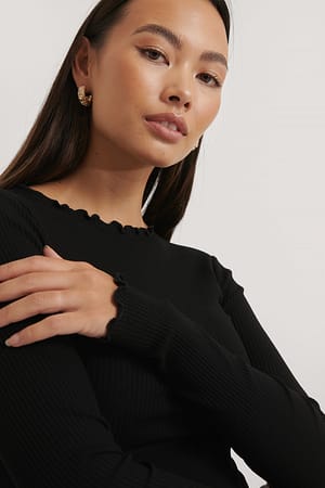 Black Babylock Ribbed Long Sleeve Top
