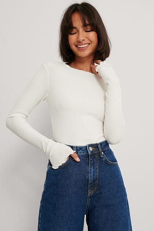 Offwhite Babylock Ribbed Long Sleeve Top