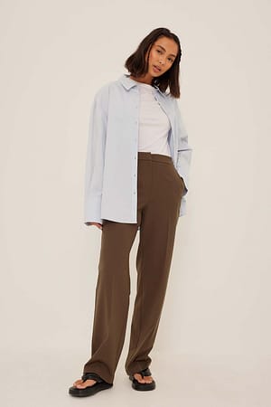 Dark Brown Basic weite Anzughose