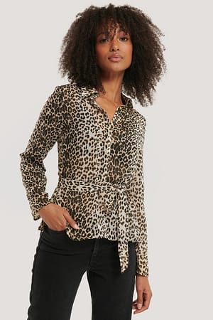 Leopard Button-Up-Bluse