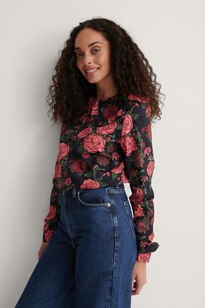 Flower Print Bluse