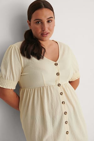 Dusty Light Beige Recyceltes Button-up Jersey-Kleid