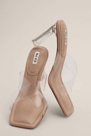 Transparent Clear Cross Strap Heels