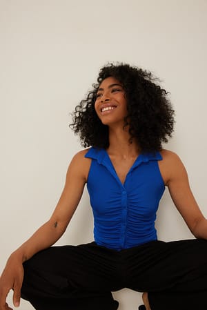 Blue Singlet mit Rüschendetail