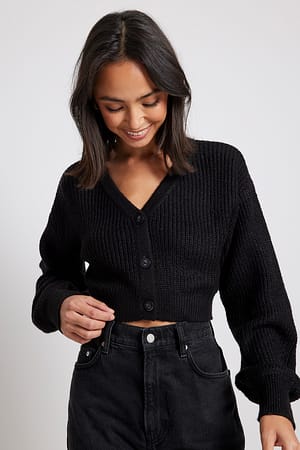 Black Cárdigan Lurex corto de punto