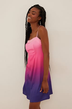 Faith Aop Satin-Minikleid mit Kristall-Details