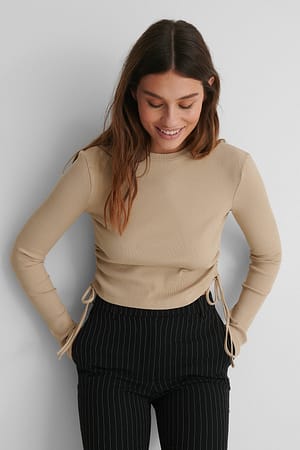 Beige Ribbet top