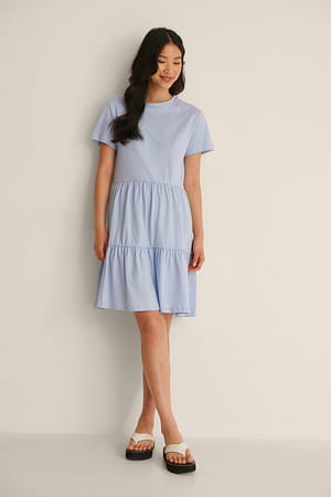Dusty Light blue Flounce Detail Dress