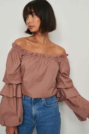 Old Rose Organische schulterfreie Bluse