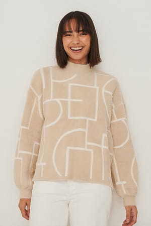 Greige Print Pullover