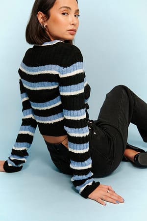 Multicolor Kurzer gestrickter Pullover