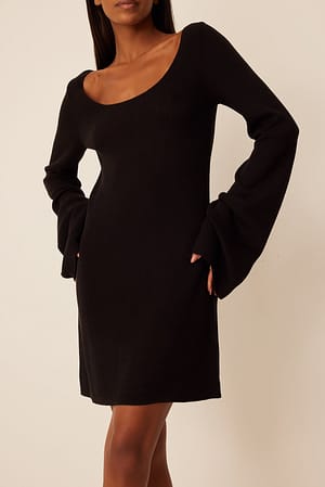 Black Gebreide mini-jurk