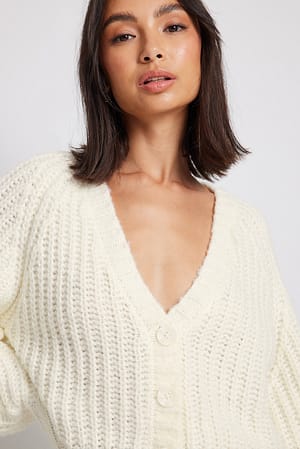 Offwhite Gebreide vest met V-hals