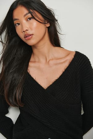 Black Pull cache-cœur en tricot