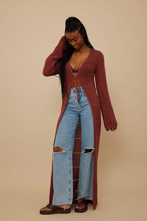 Mahogany Rose Gebreide lange vest