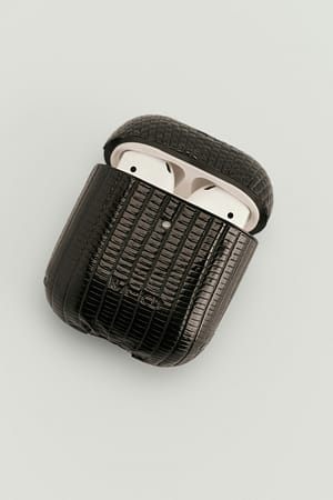 Black Air pod case met leren look