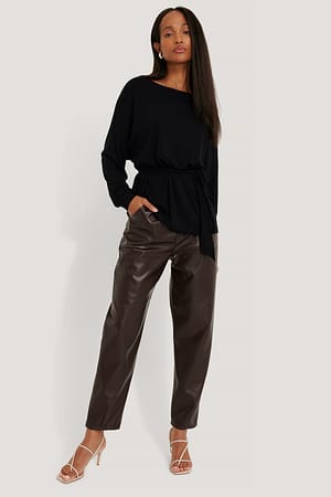 Black Belted Long Sleeve Top