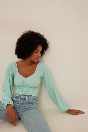 Light Blue Topp med lange ermer