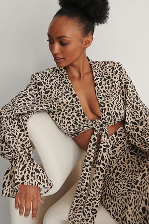 Leoprint Marked Shoulder Tie Top