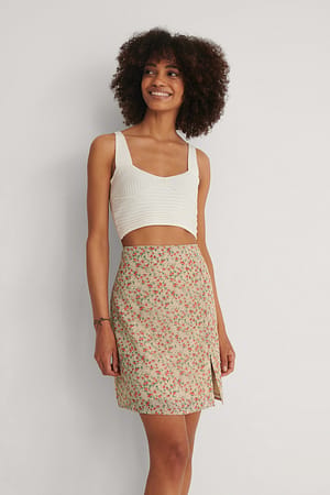 Beige Flower Gerecycleerde minirok