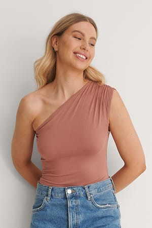 Dusty Pink One Shoulder Sleeveless Body