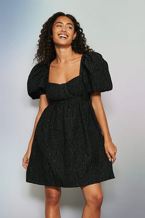 Black Open Back Structured Dress