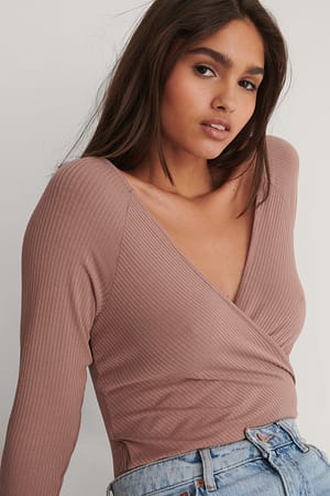 Dusty Dark Pink Ribbet top