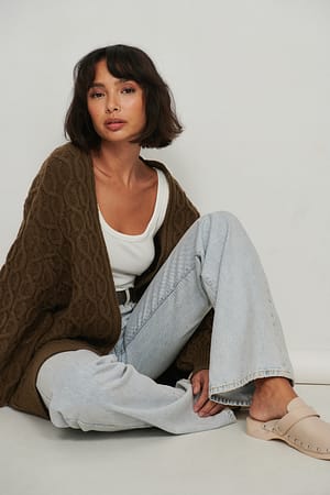 Brown Oversized kabelstrikket cardigan