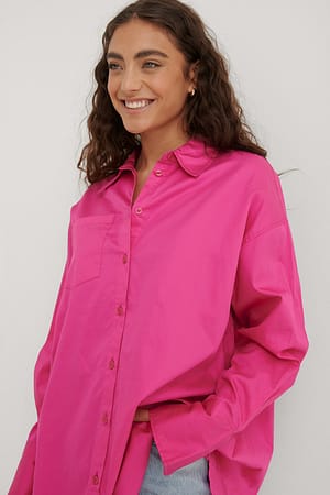 Strong Pink Oversized shirt met zakken