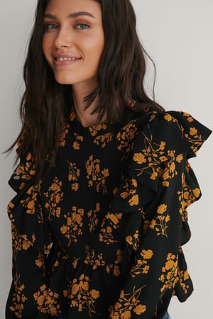 Orange flower Blusa Con Jaretas