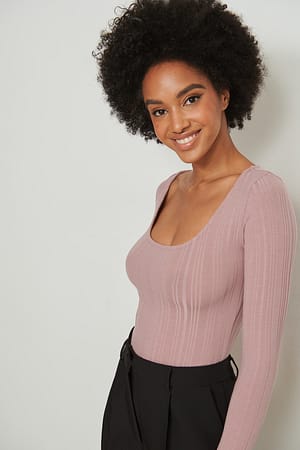Lilac Scoop Neck Rib Top
