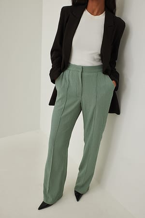 Green Recycled Structured Seamline Suit Pants