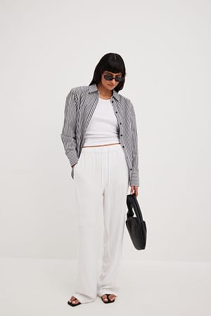 White Lässige Hose aus Leinenmischung