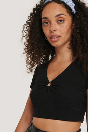 Black Ring Detail Crop Top