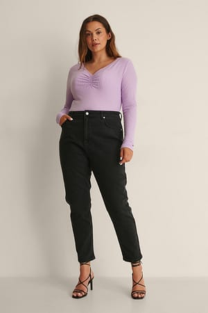 Purple Ruched Rib Top